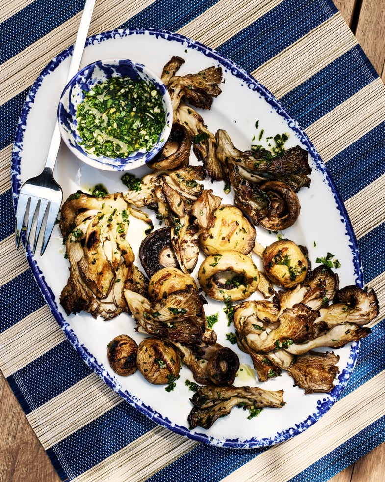 Grilled Mushrooms with Garlic and Parsley Oil