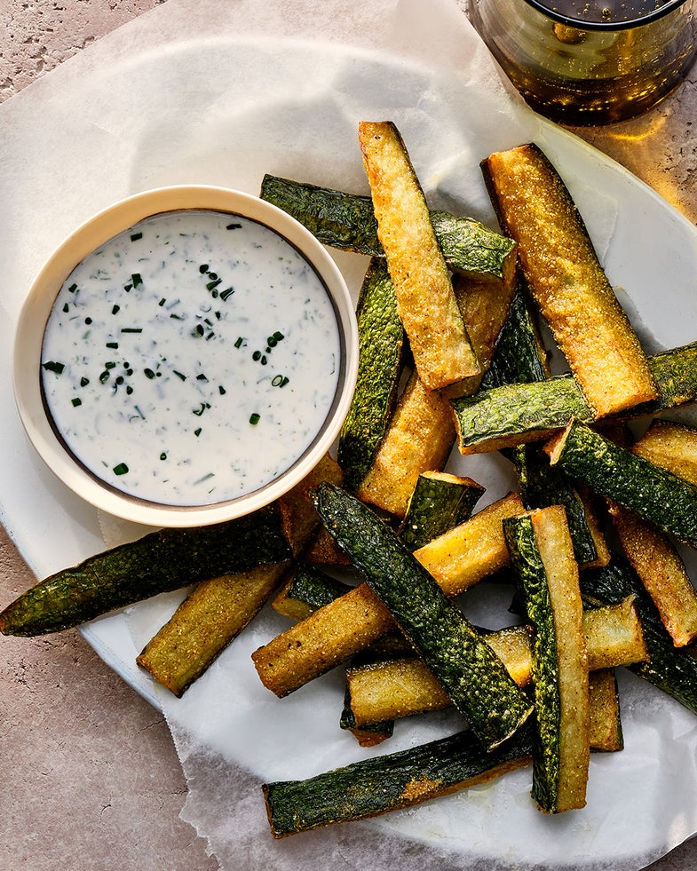 Fried Cucumbers with Sour Cream Dipping Sauce