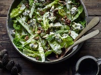 Peach and Little Gems Salad, with Grapes, Walnuts and Blue Cheese Dressing