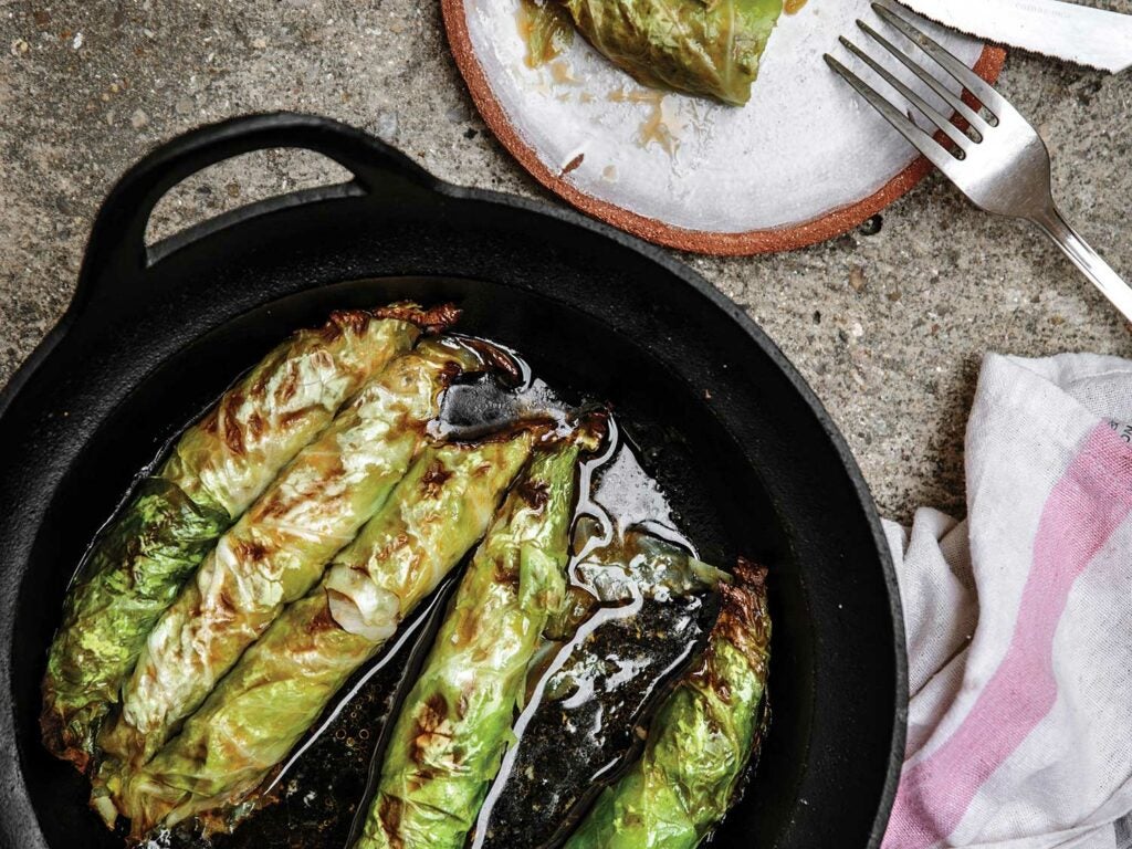 Lamb Stuffed Cabbage Rolls With Green Tahini Saveur