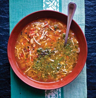 Proven al Vegetable Soup with Garlic Basil Paste Soupe au Pistou