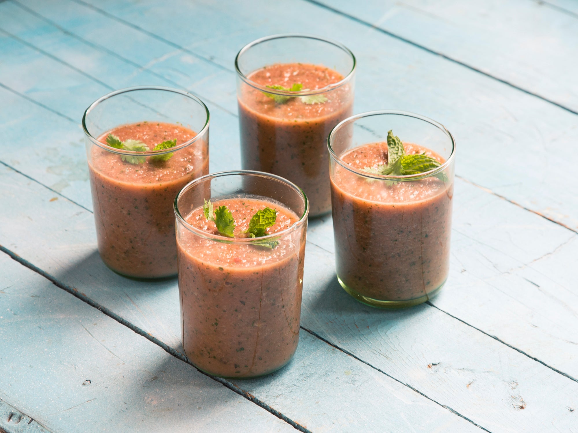 Watermelon Gazpacho with Cilantro and Mint | Saveur