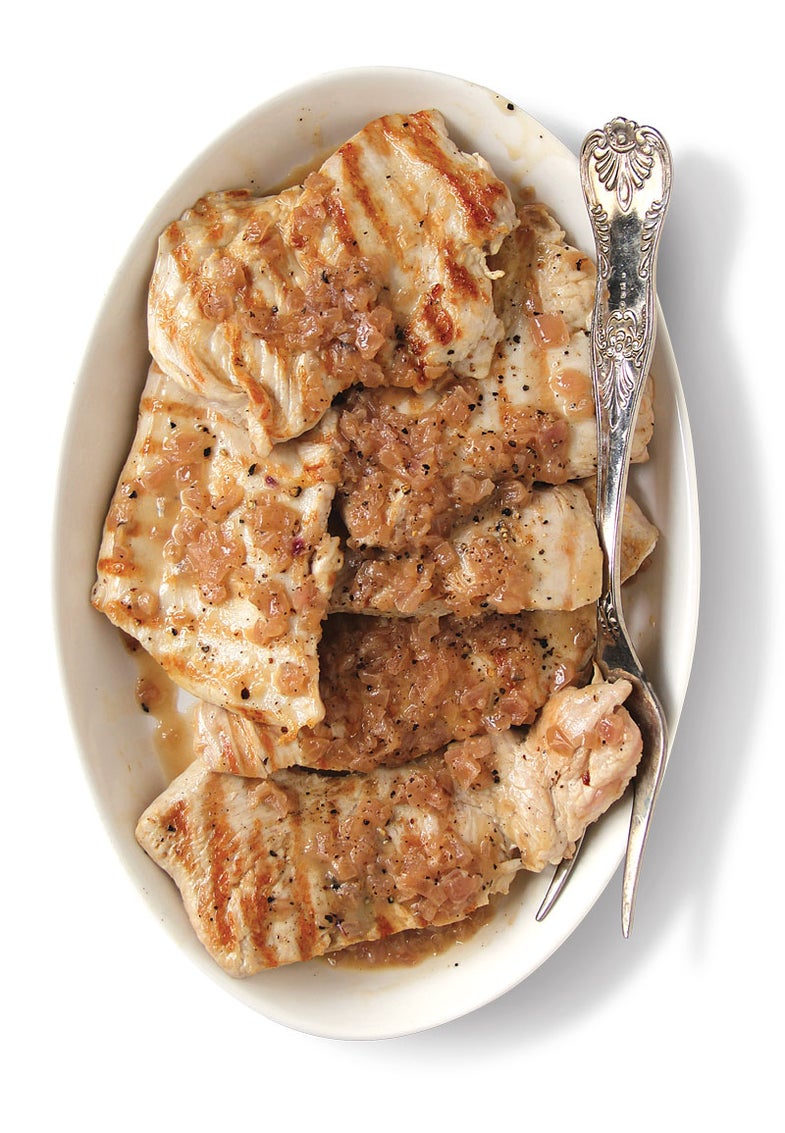 Grilled Turkey Breast with Caramelized Onion, Cracked Black Pepper, and ...