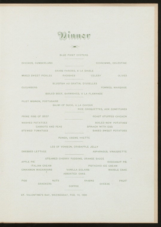 Be My 1900s Valentine: Menus from the Turn of the 20th Century