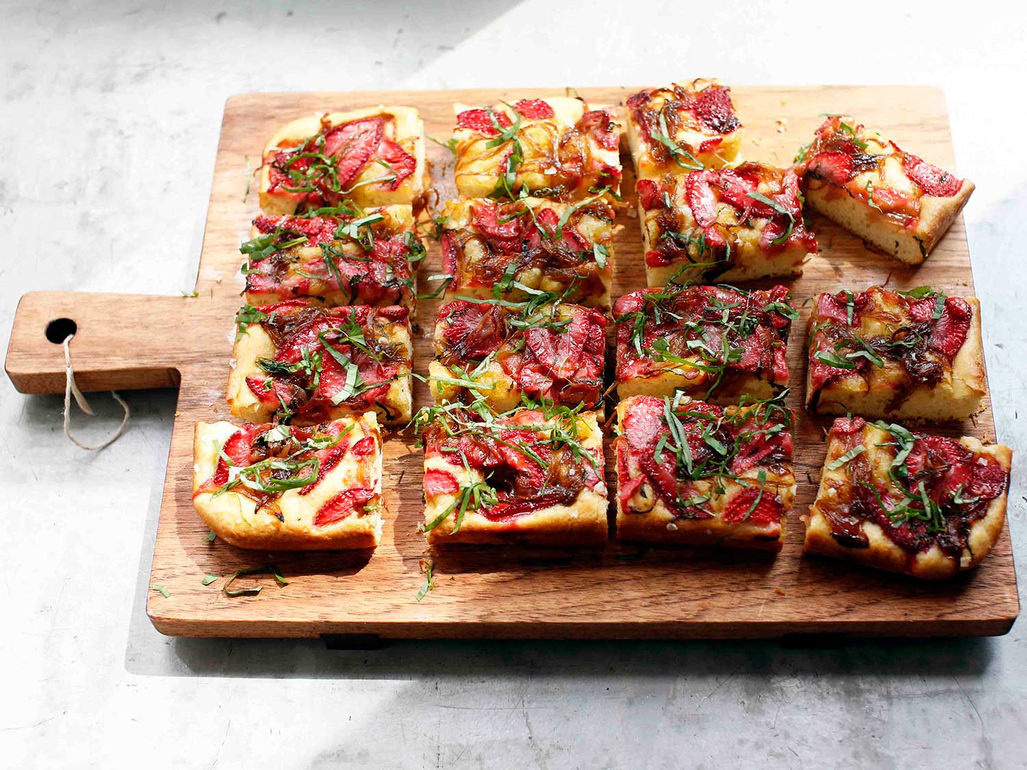 Strawberry Focaccia with Maple-Balsamic Onions | Saveur