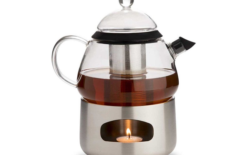 Elfin Glass Teapot with Infuser and Tea Warmer 28oz Loose Leaf Tea Pot Gift Set