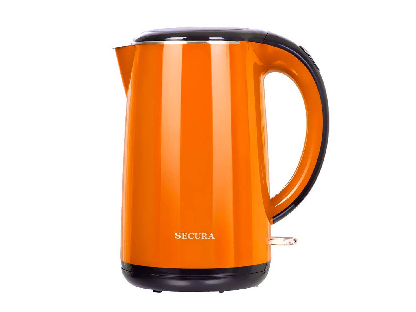 Secura Stainless Steel Double Wall Electric Kettle Water Heater for Tea Coffee w/Auto Shut-Off and Boil-Dry Protection, 1.0L (Orange)