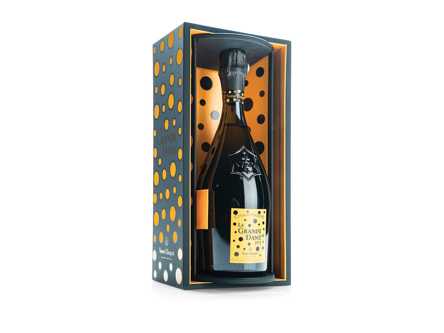 Artist Yayoi Kusama has customized a 2012 bottle of champagne for the  holidays