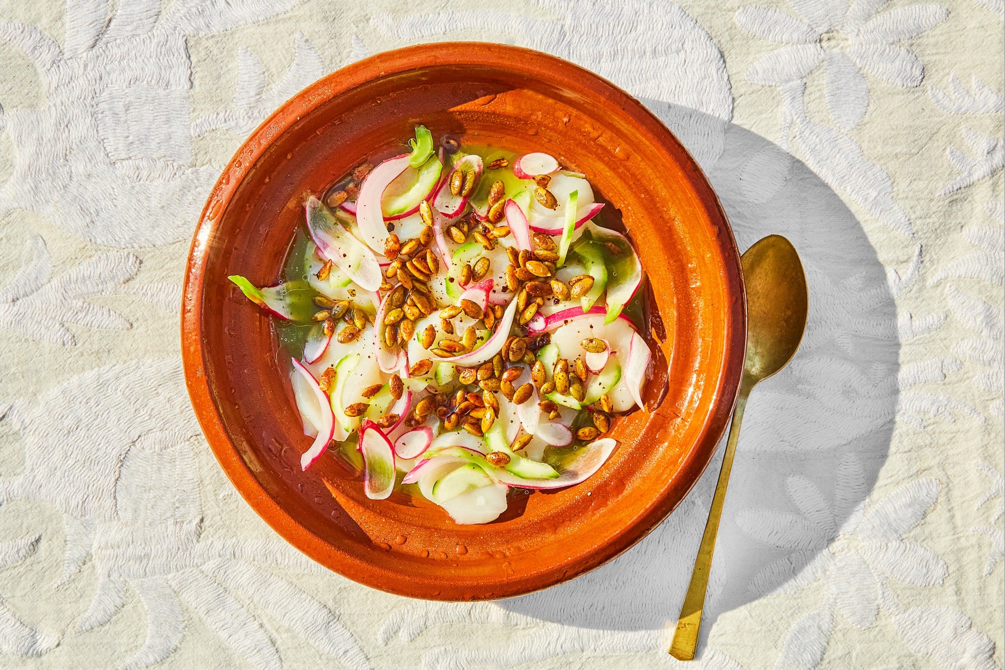 Scallop Aguachile with Mezcal and Pumpkin Seed Oil | Saveur