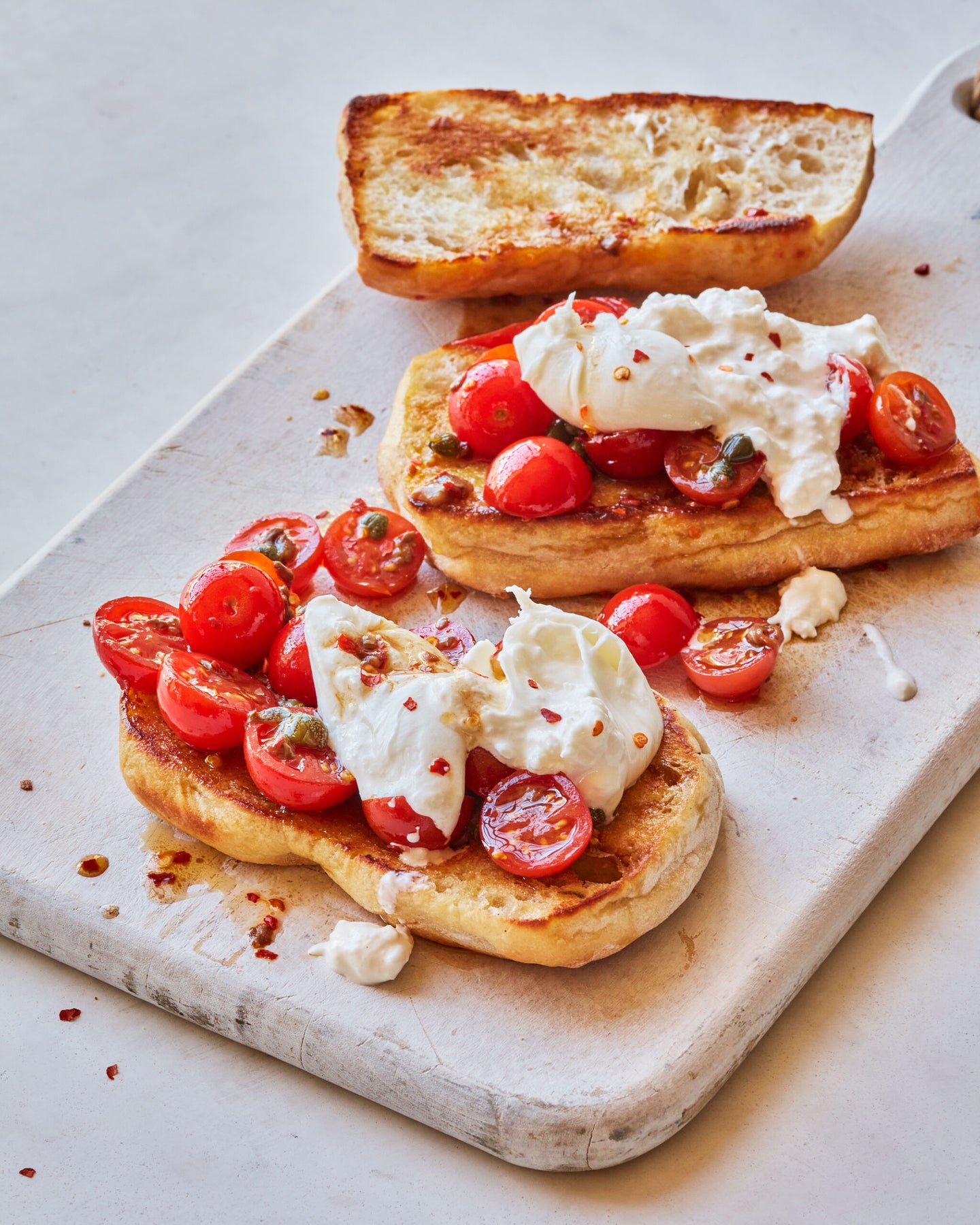 Burrata and Marinated Cherry Tomato Sandwiches