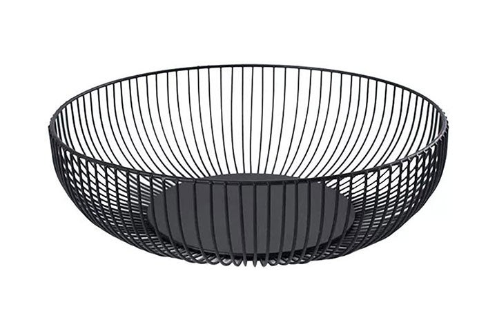 Black Fruit Bowl Modern Fruit Basket Round Fruit Bowls Iron Fruit