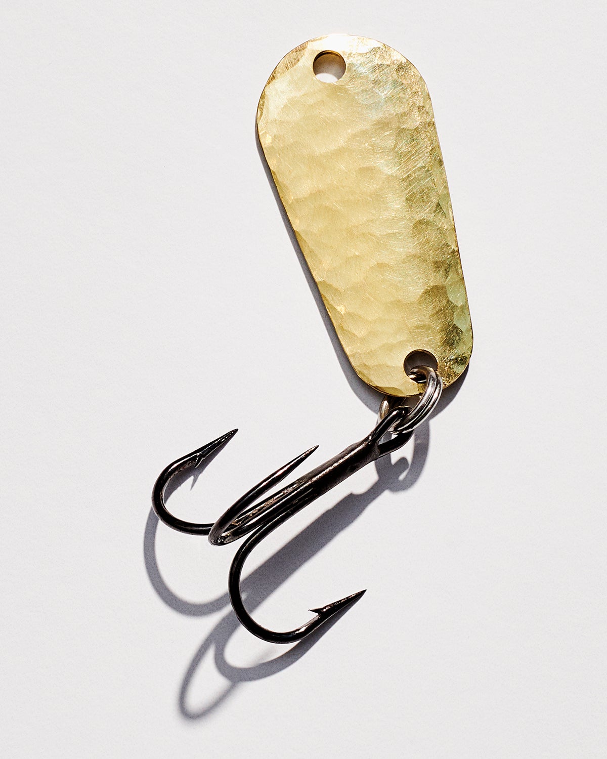 Jig lures and treble hooks.