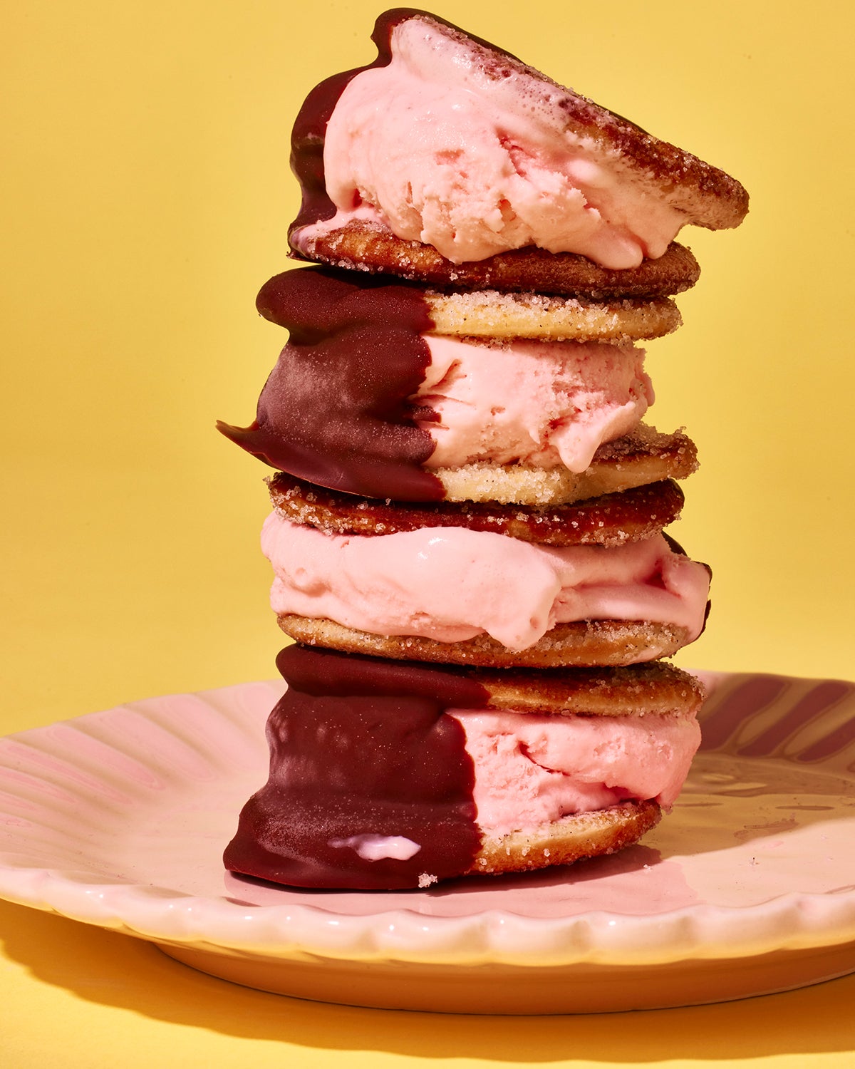 Vanilla-Rose Ice Cream Sandwiches with Cardamom Toast