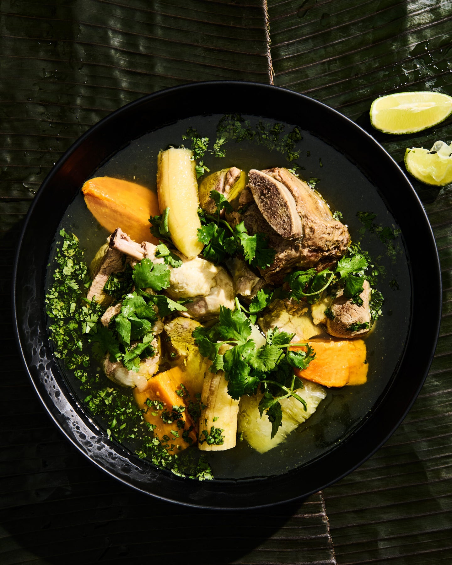 Sancocho Trifásico (Meat Stew with Bananas, Cassava, and Yams)